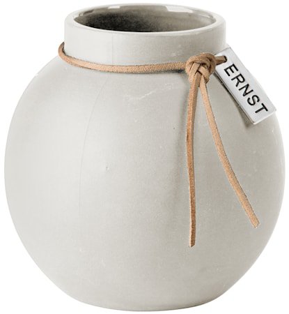 Rund Vase steingods 10 cm - hvit