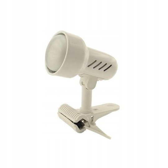 KD White klemmelampe med plugg, fatning E27