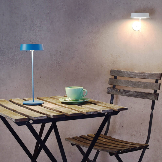 LED-bordlampe Miram med batteri, dimbar, blå