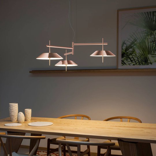 Mayfair kobberfarget LED pendellampe, 3 lyskilder
