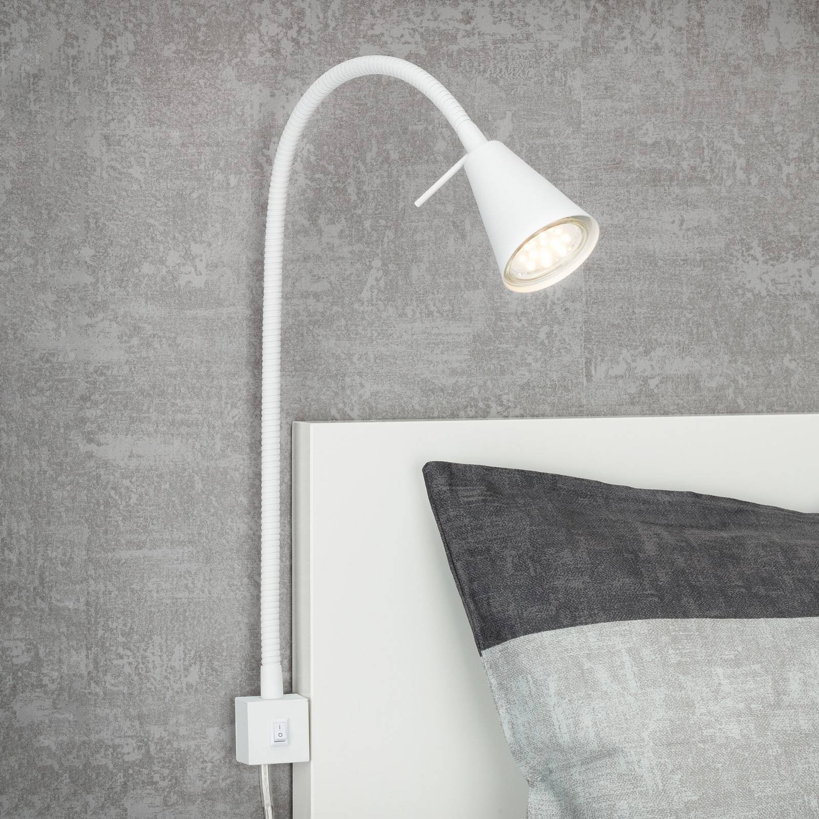 LED-vegglampe 2080 til montering på sengen, hvit