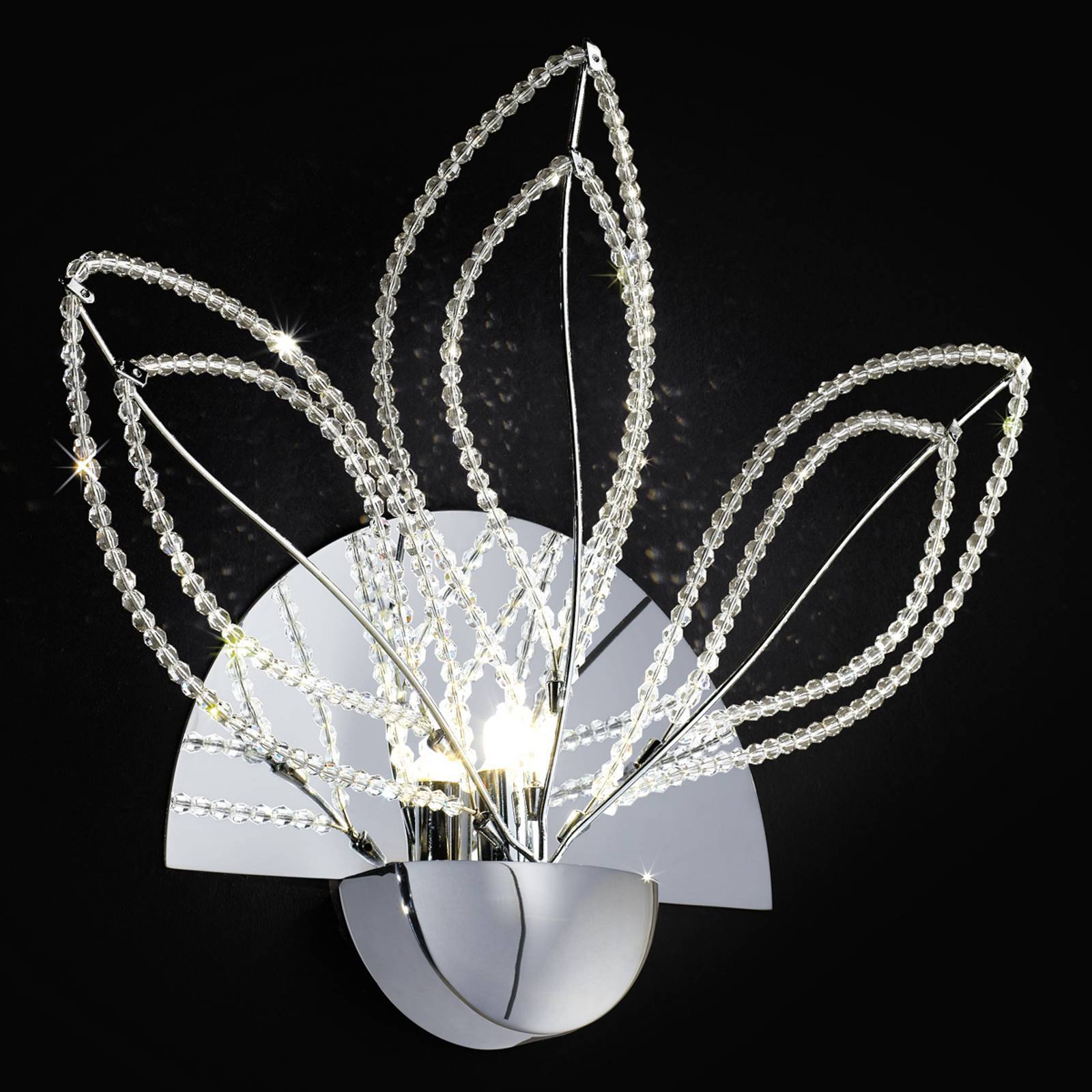Girasole vegglampe med krystaller, krom