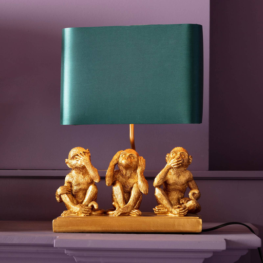 KARE Animal Three Monkey bordlampe, grønn skjerm