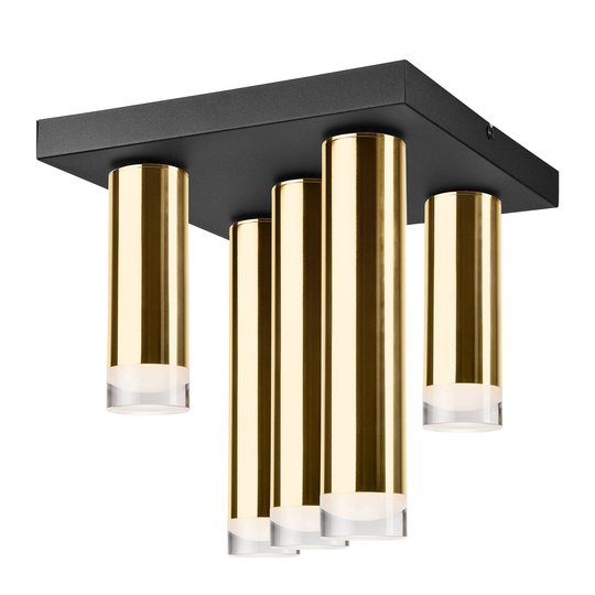 Taklampe Shine, 5 lyskilder, kvadratisk, gull