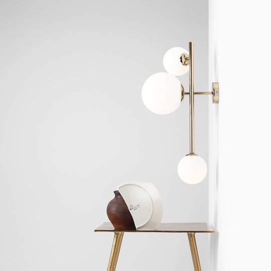 Vegglampe Dione, 3 lyskilder, gull