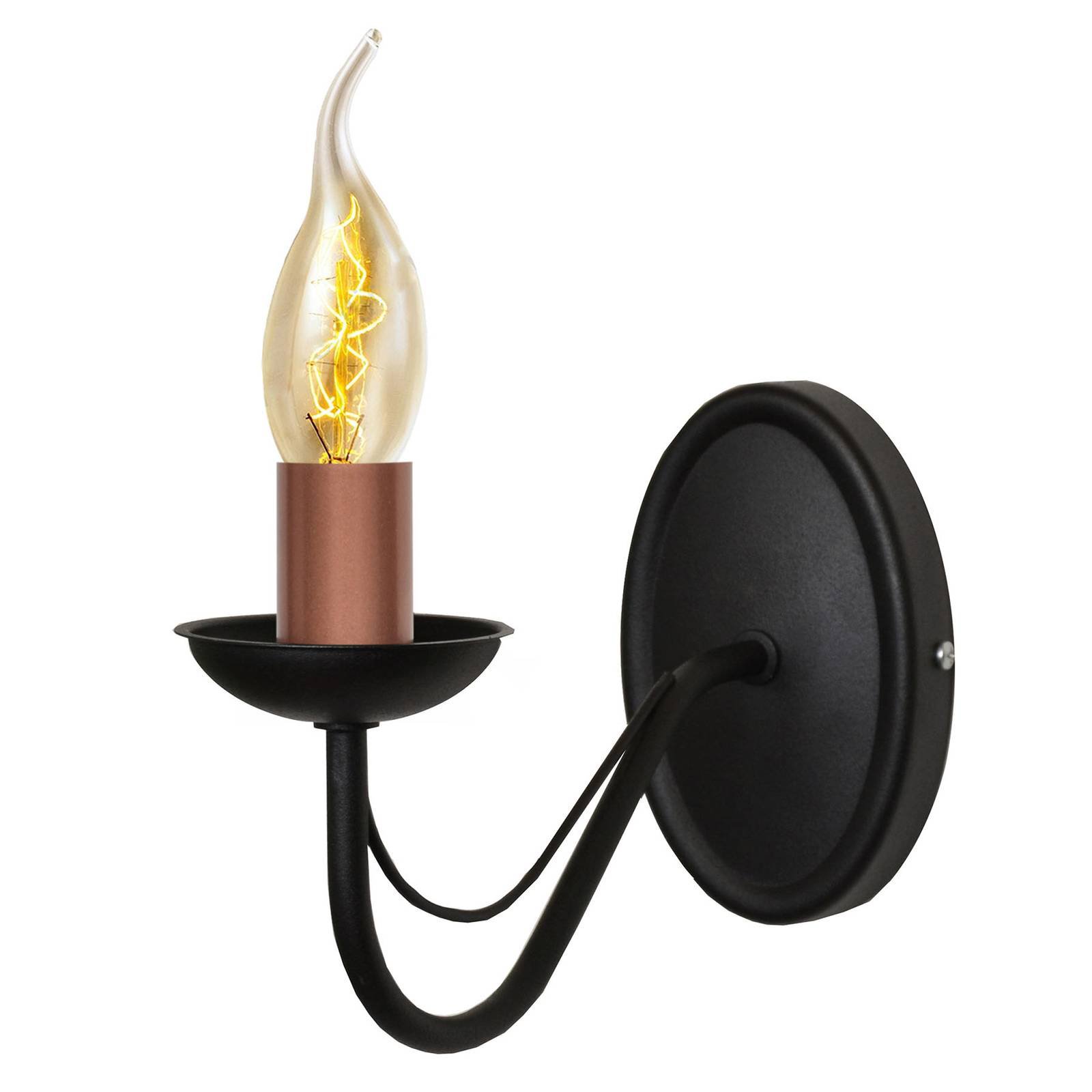 Vegglampe Malbo i svart/kobber, 1 lyskilde