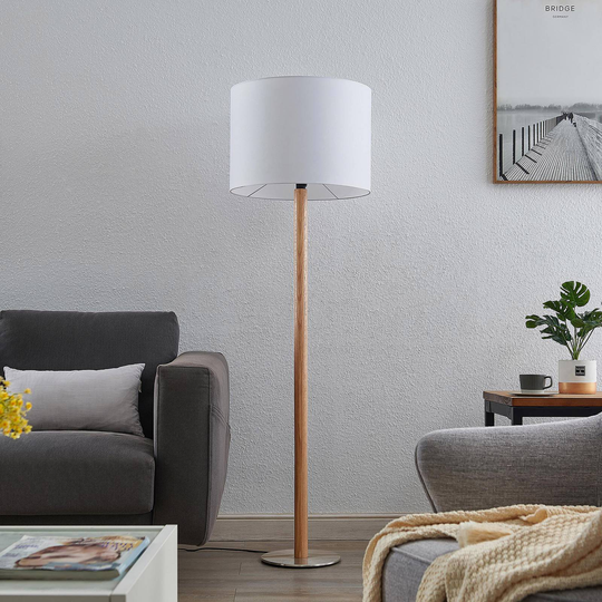 Lucande Heily gulvlampe, sylinder, 35 cm, hvit