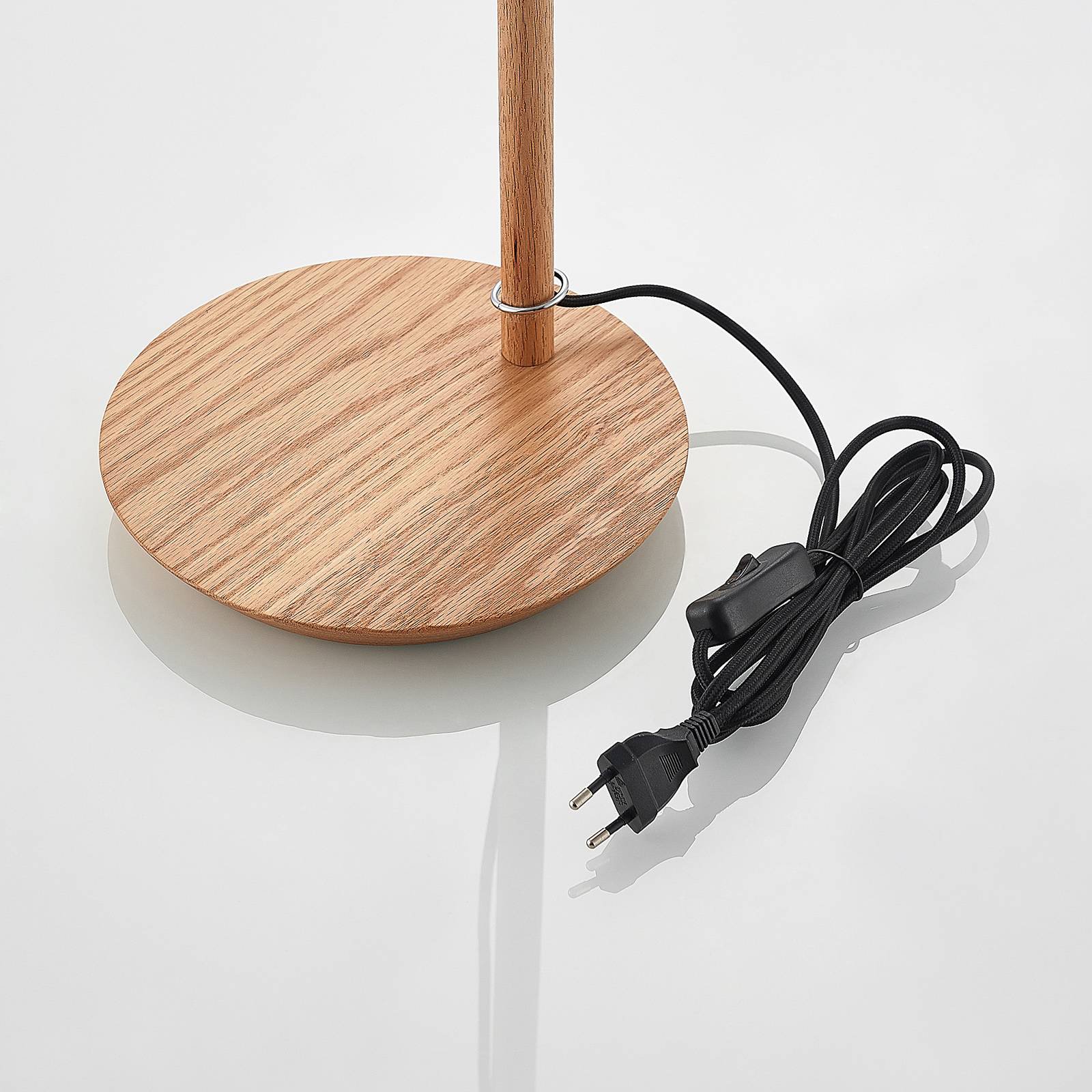 Lucande Jinda bordlampe, trestamme, blått stoff