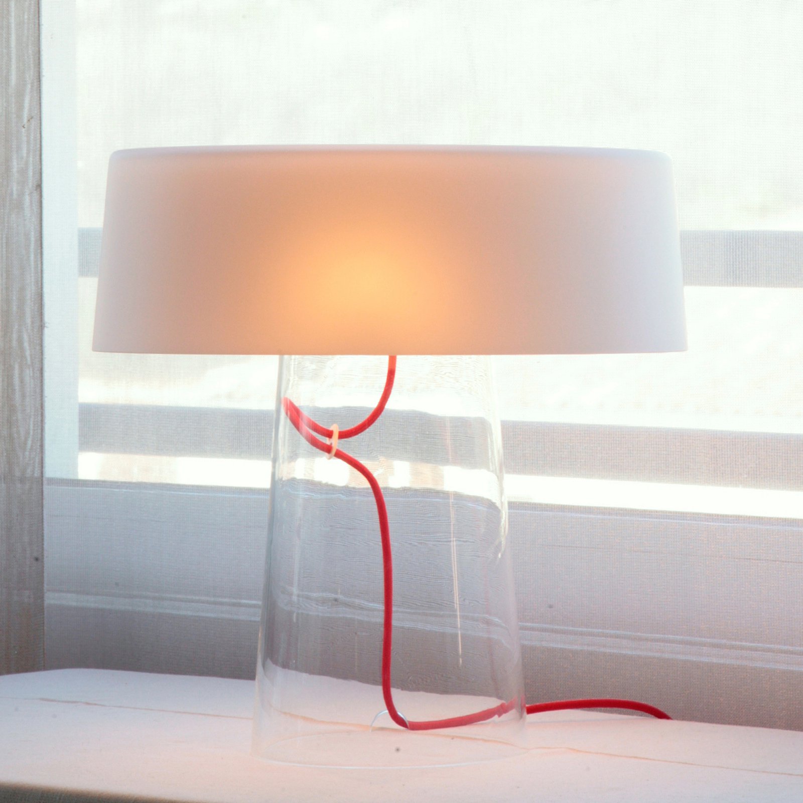 Prandina Glam bordlampe 36 cm klar / skjerm hvit