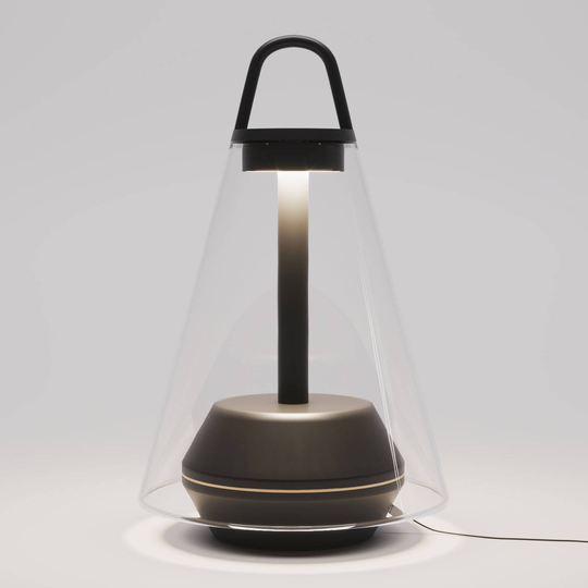 Prandina Shuttle bordlampen svart, klart glass