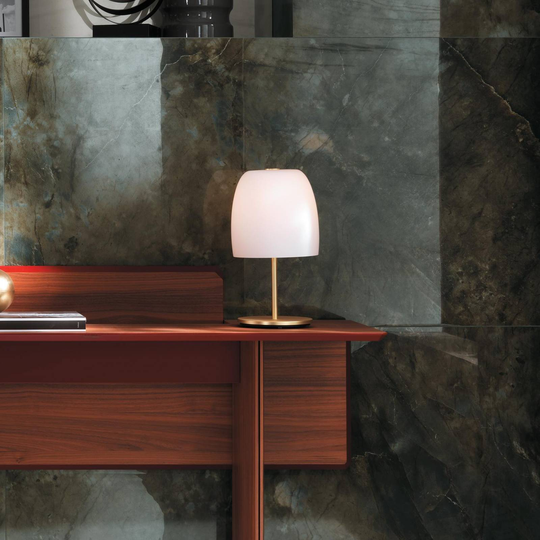 Prandina Notte T1 tabelllampe, messing/hvit