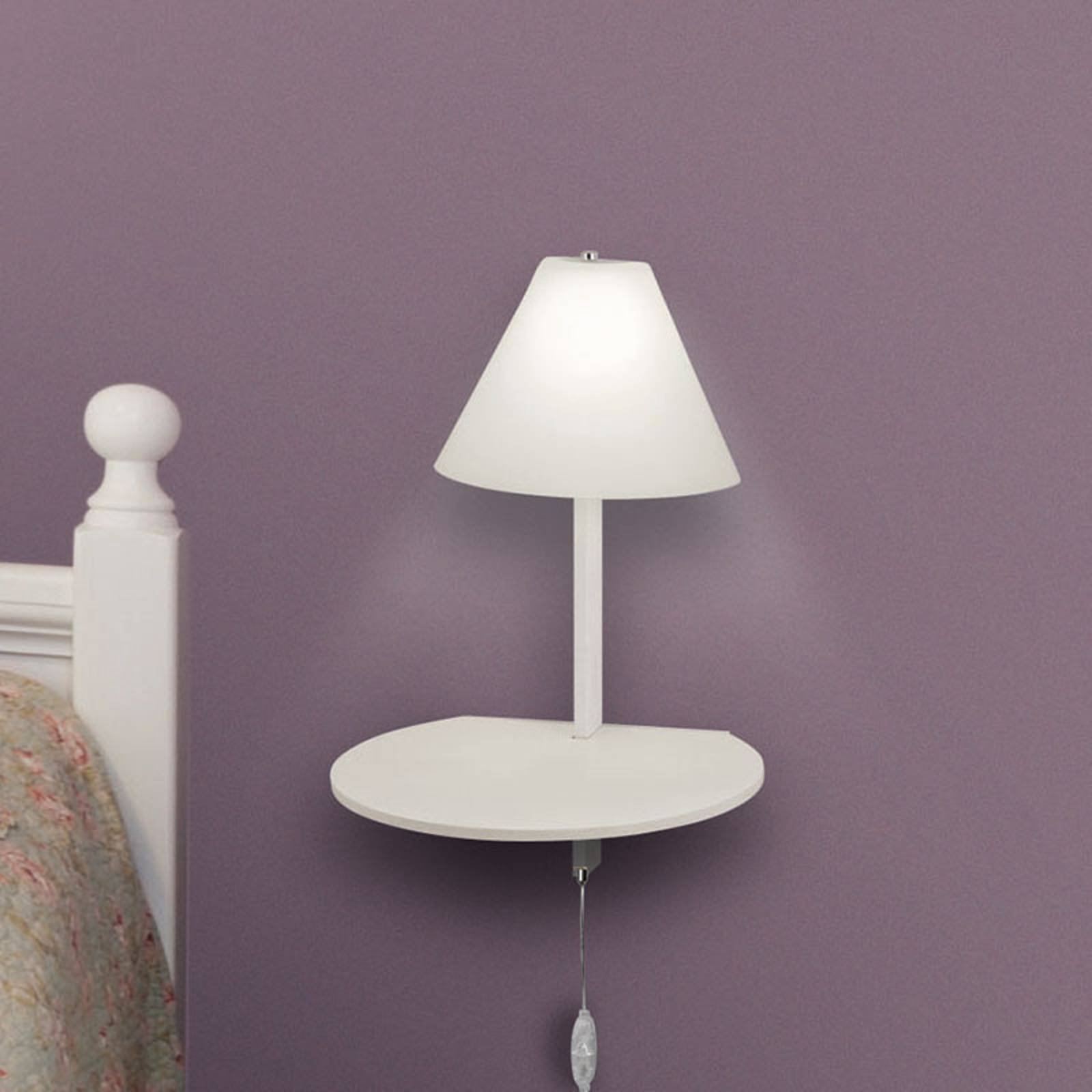LED-vegglampe Goodnight, USB-port, hvit
