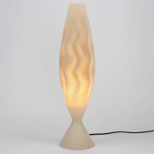 Bordlampe Koral av biomateriale, linen, 65 cm