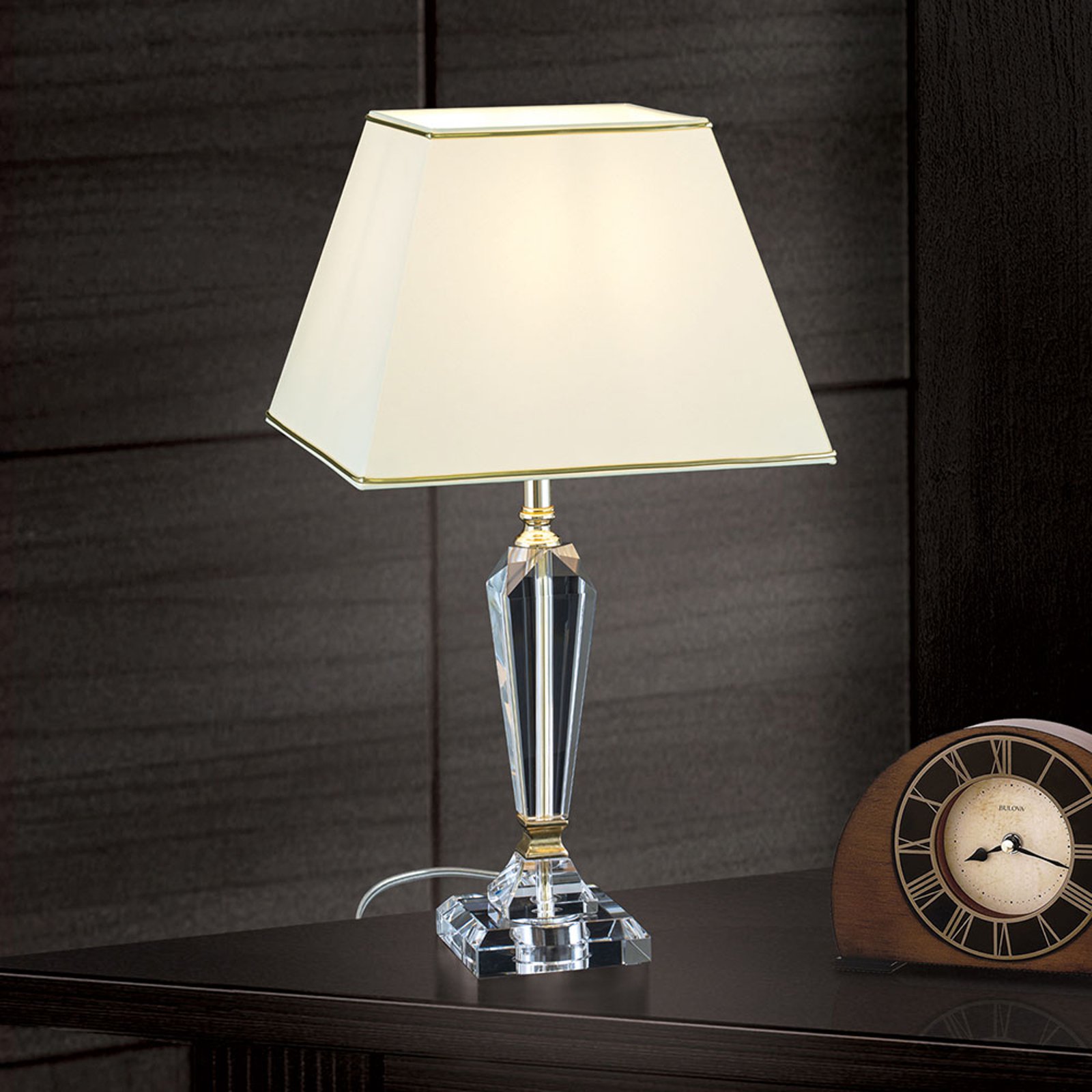 Bordlampe Veronique, fot smal, krem/gull
