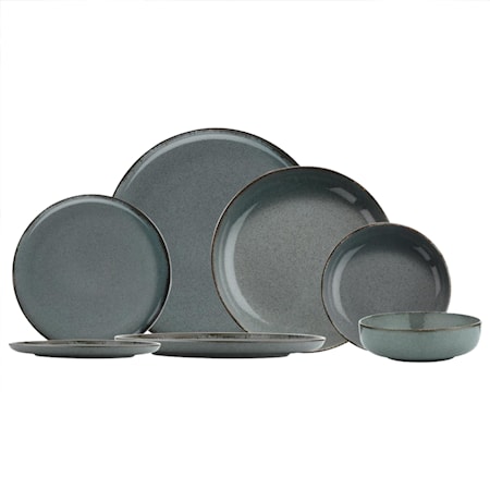 Dinner Set (24 Pieces) Grå