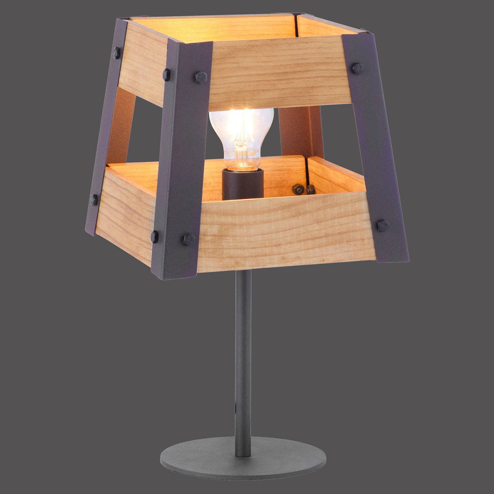 Crate bordlampe av tre og metall
