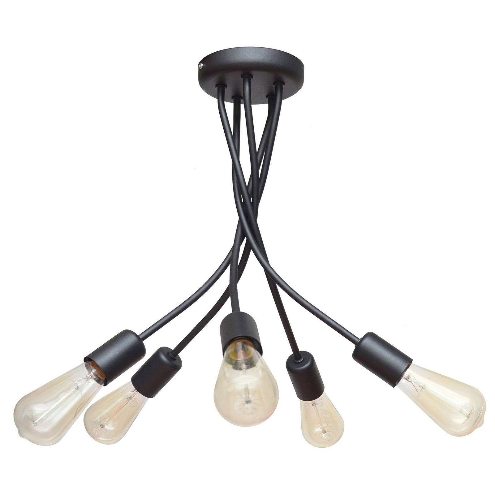 Taklampe Harvard, 5 lyskilder, svart