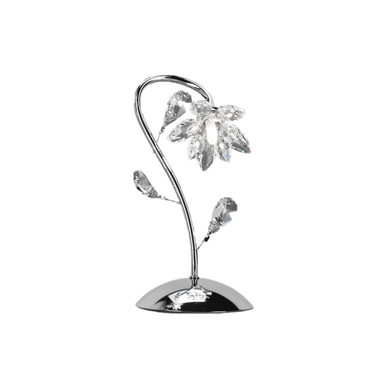 Ninfea bordlampe, krom, krystallblomst, 35 cm