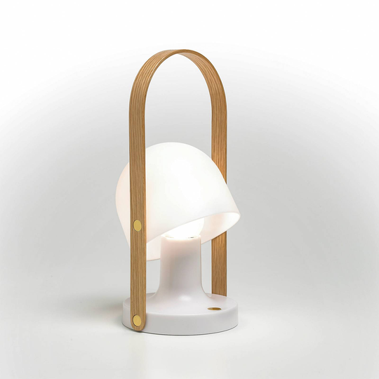 MARSET FollowMe LED-bordlampe, batteri, hvit eik