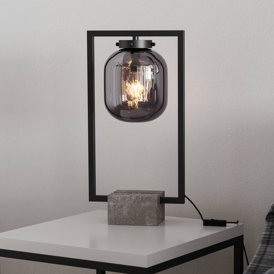 By Rydéns Dixton bordlampe 52 cm med røykglass
