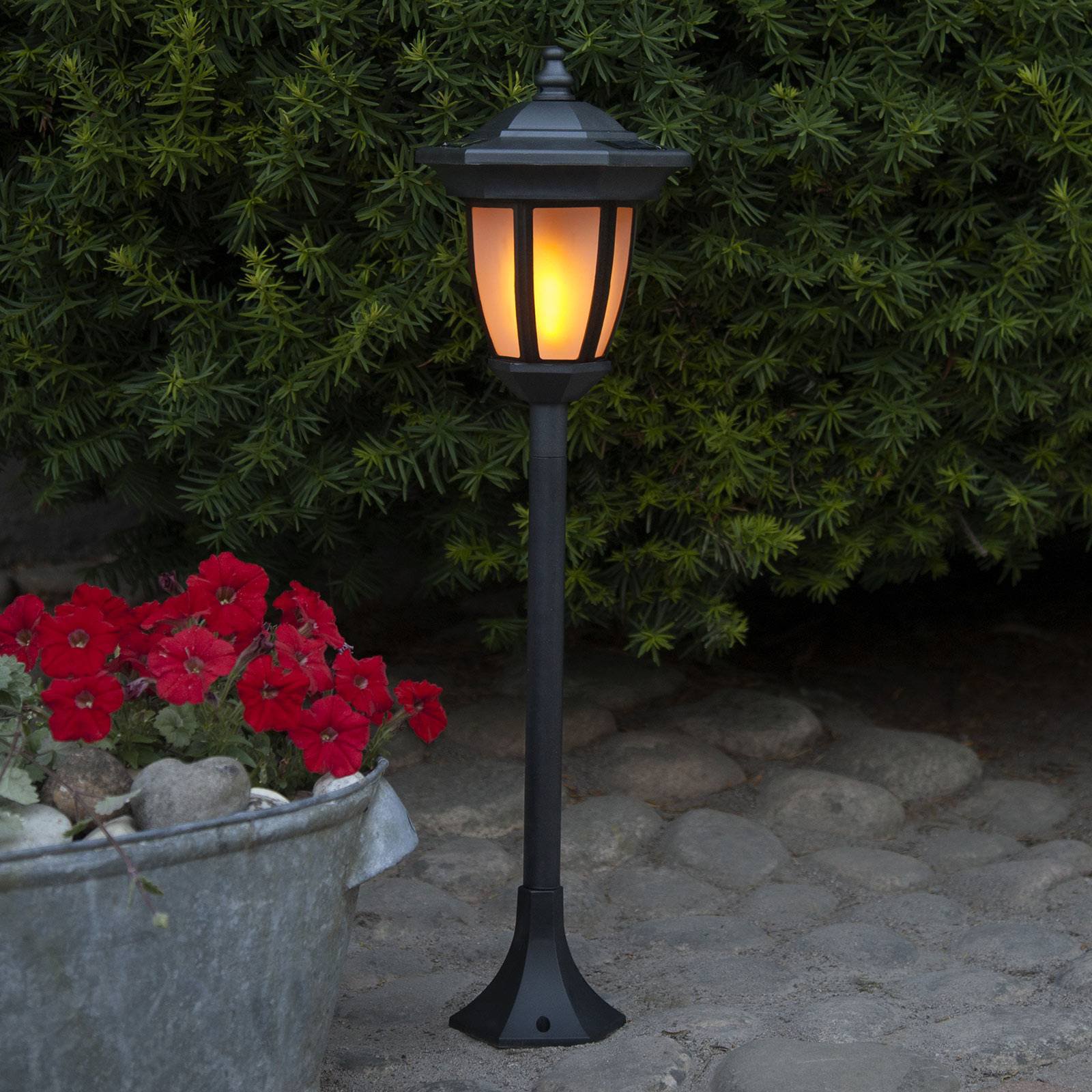 LED-solcellelampe Flame 4 i 1 svart