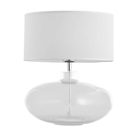 Bordlampe Skien, skjerm hvit, glassfot klar