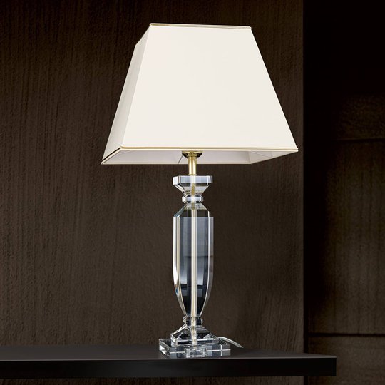 Pokal bordlampe med krystall gull/krem