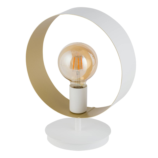 Hula bordlampe i ringdesign, hvit/gull