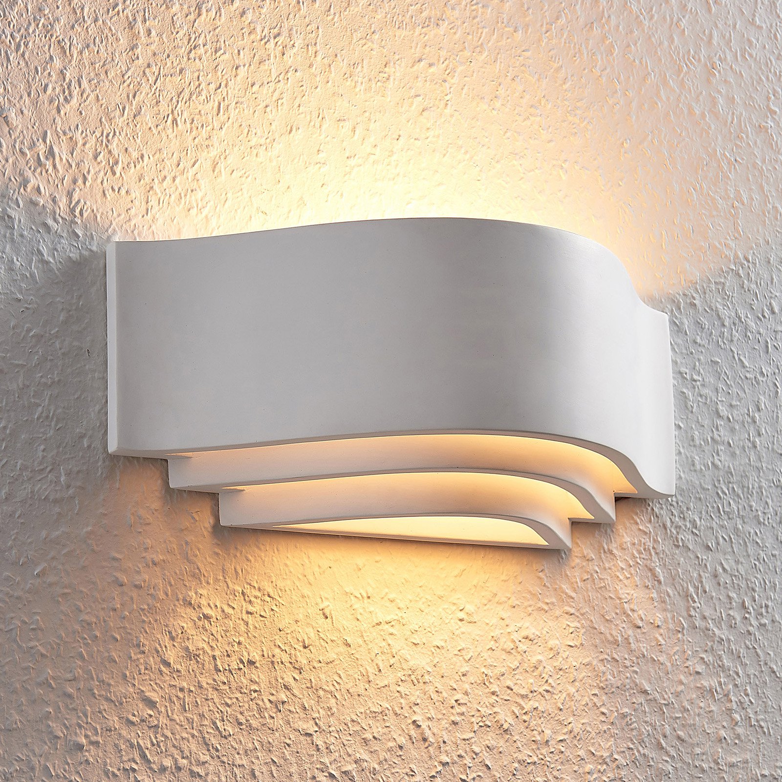 Gipsvegglampe Amran, hvit, tre trinn