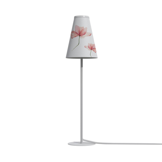 Bordlampe Trifle, hvit/rosa med blomster