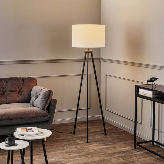 Rothfels Mayralis gulvlampe, stoff, tripod svart