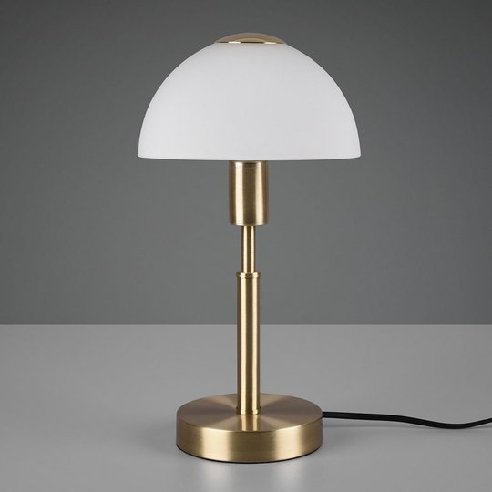 Bordlampe Don, dimbar, matt hvit/messing
