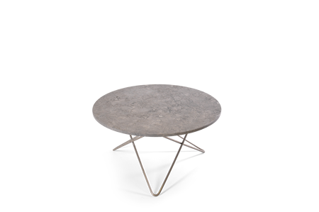 O Table Spisebord Rustfritt Stål/Grå Marmor Ø100