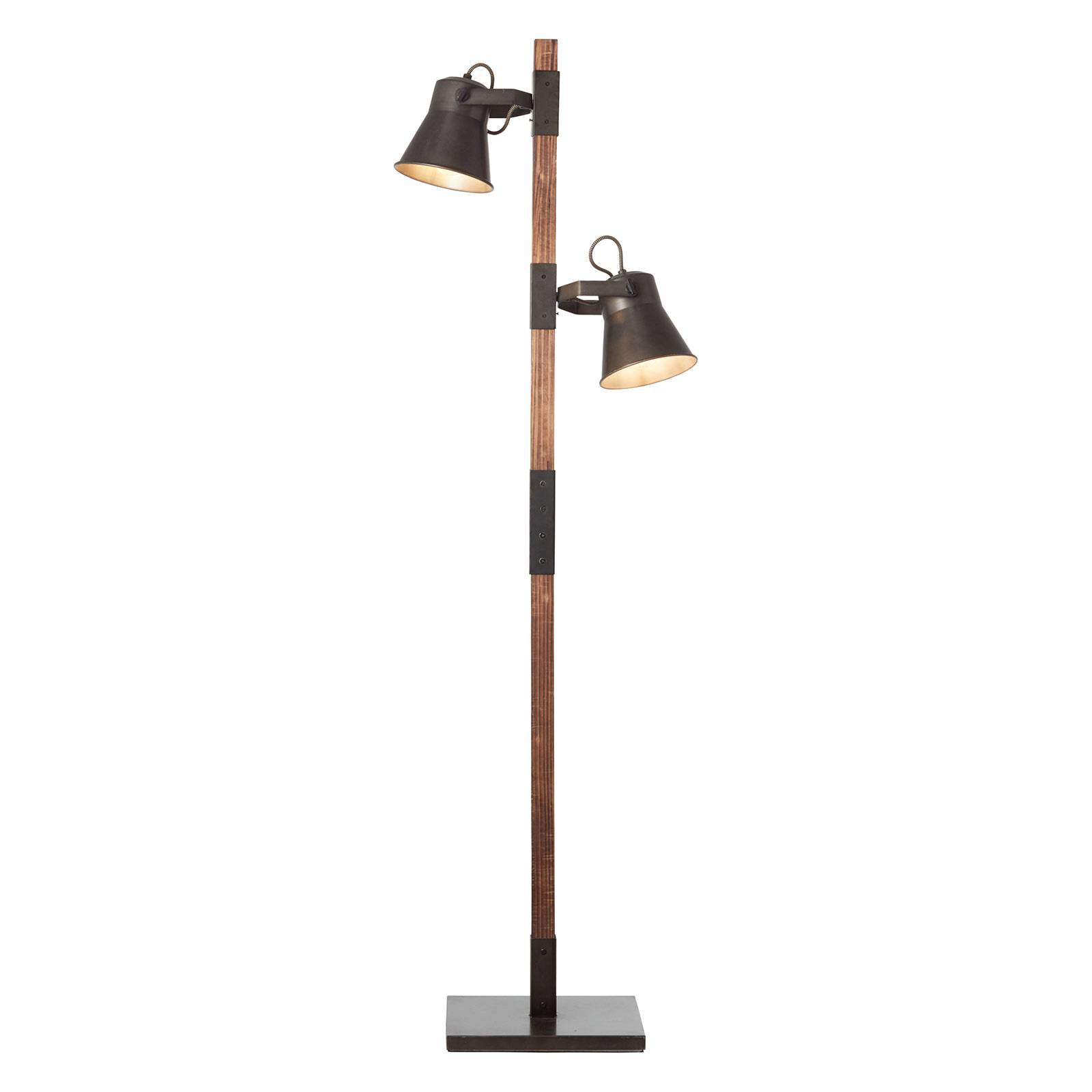 Gulvlampe Plow med 2 spoter, svart/mørkt tre