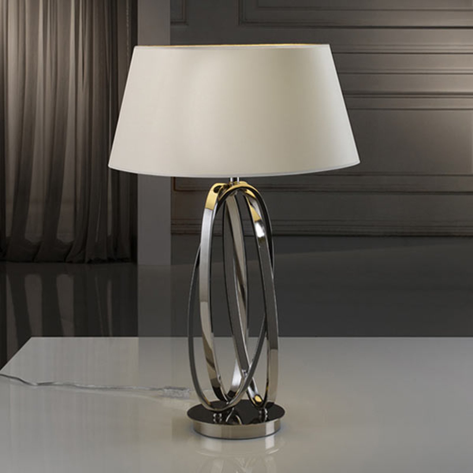 Óvalos - edel LED-bordlampe med tekstilskjerm