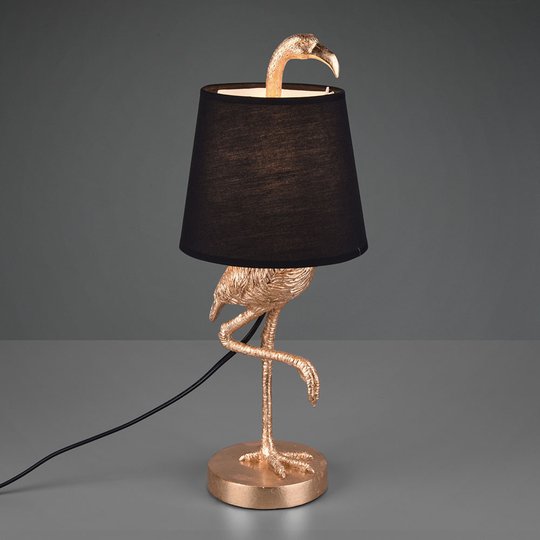 Bordlampe Lola med flamingofigur, svart/gull