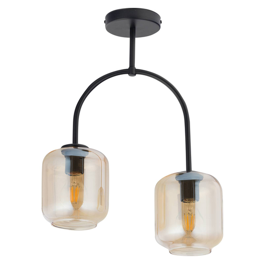 Kanja taklampe, 2 lyskilder, svart/rav