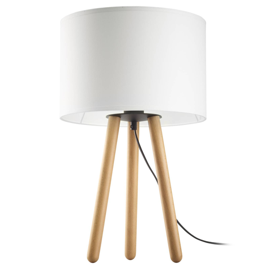 Bordlampe Tokyo, tripod av tre, furu/hvit