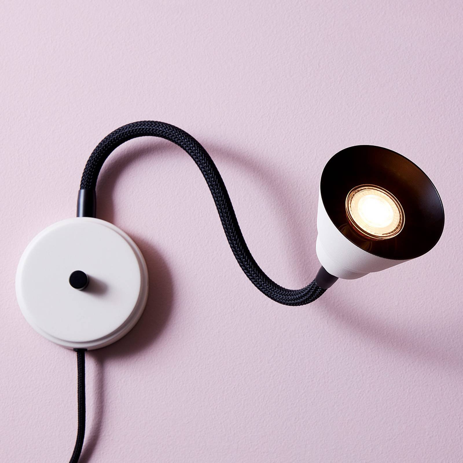LED-vegglampe Relief med dimmer, hvit