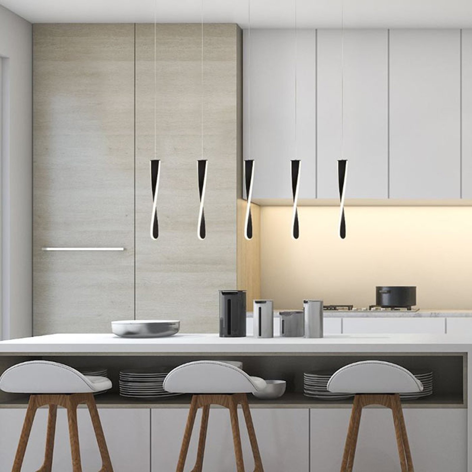 LED-pendellampe Paddle, 5 lyskilder