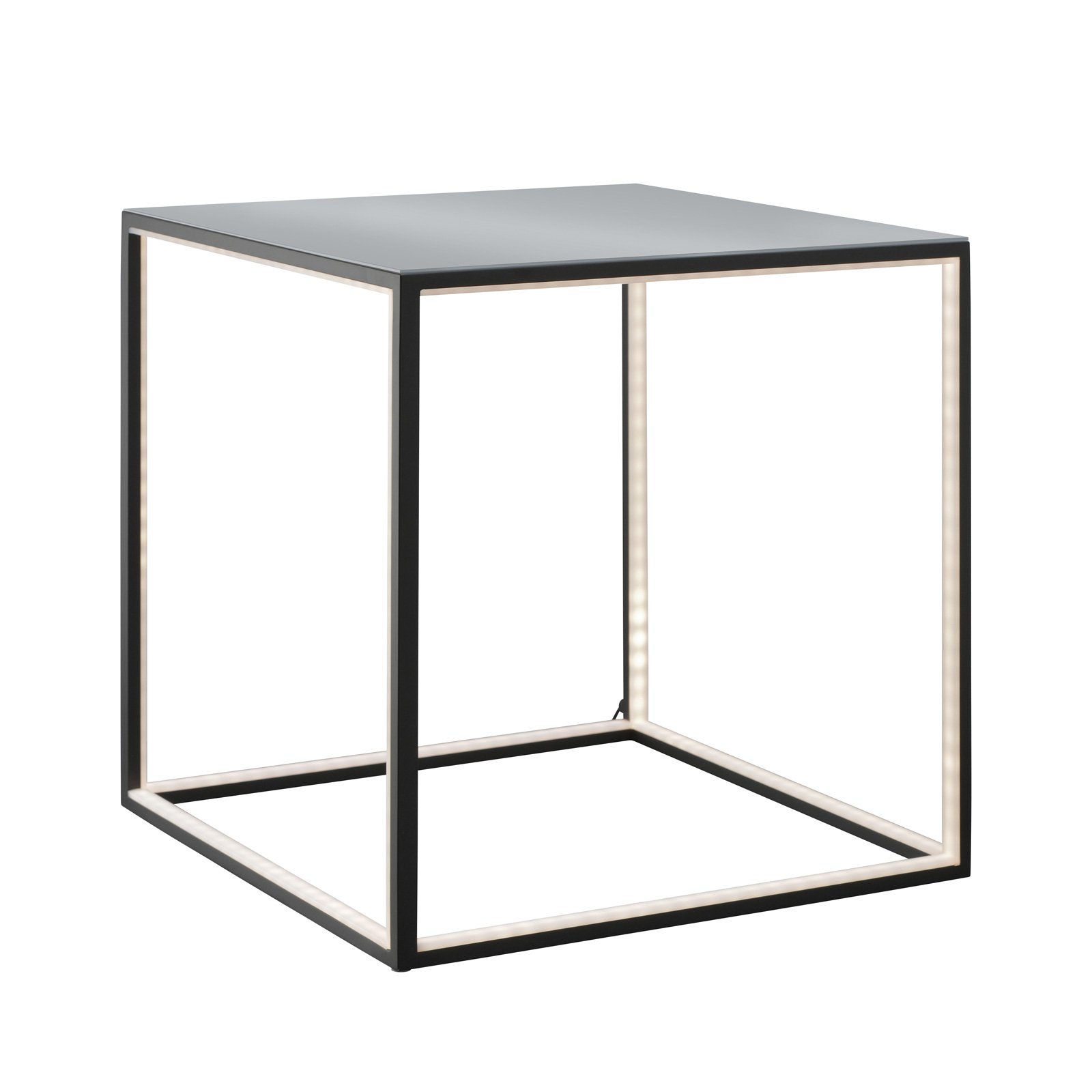 Belyst sidebord Delux, svart, 42 cm