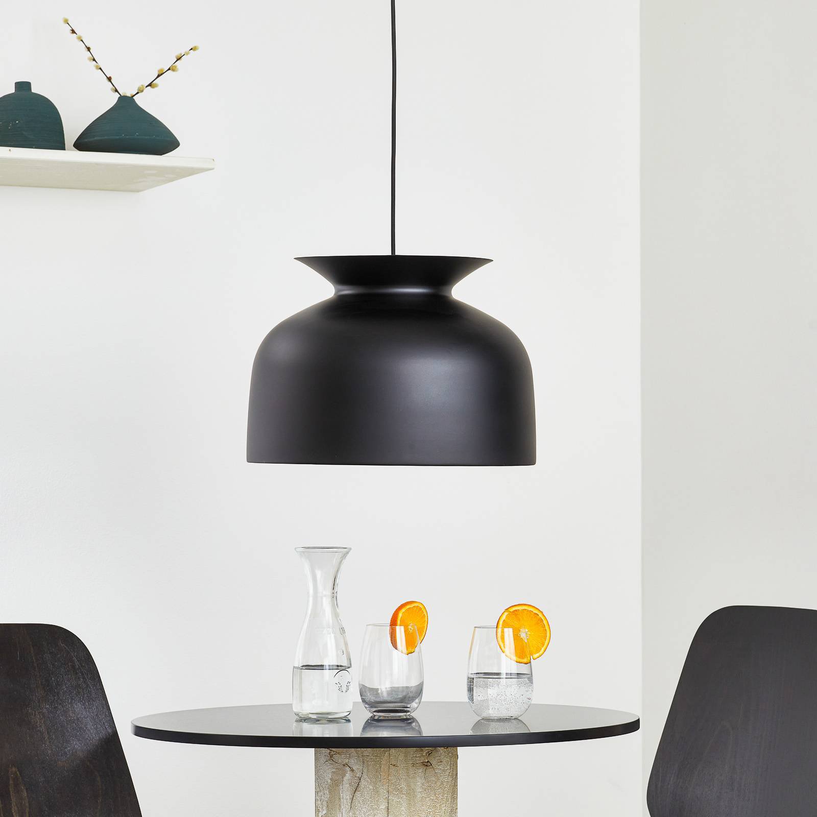 GUBI Ronde hengelampe, Ø 40 cm, svart