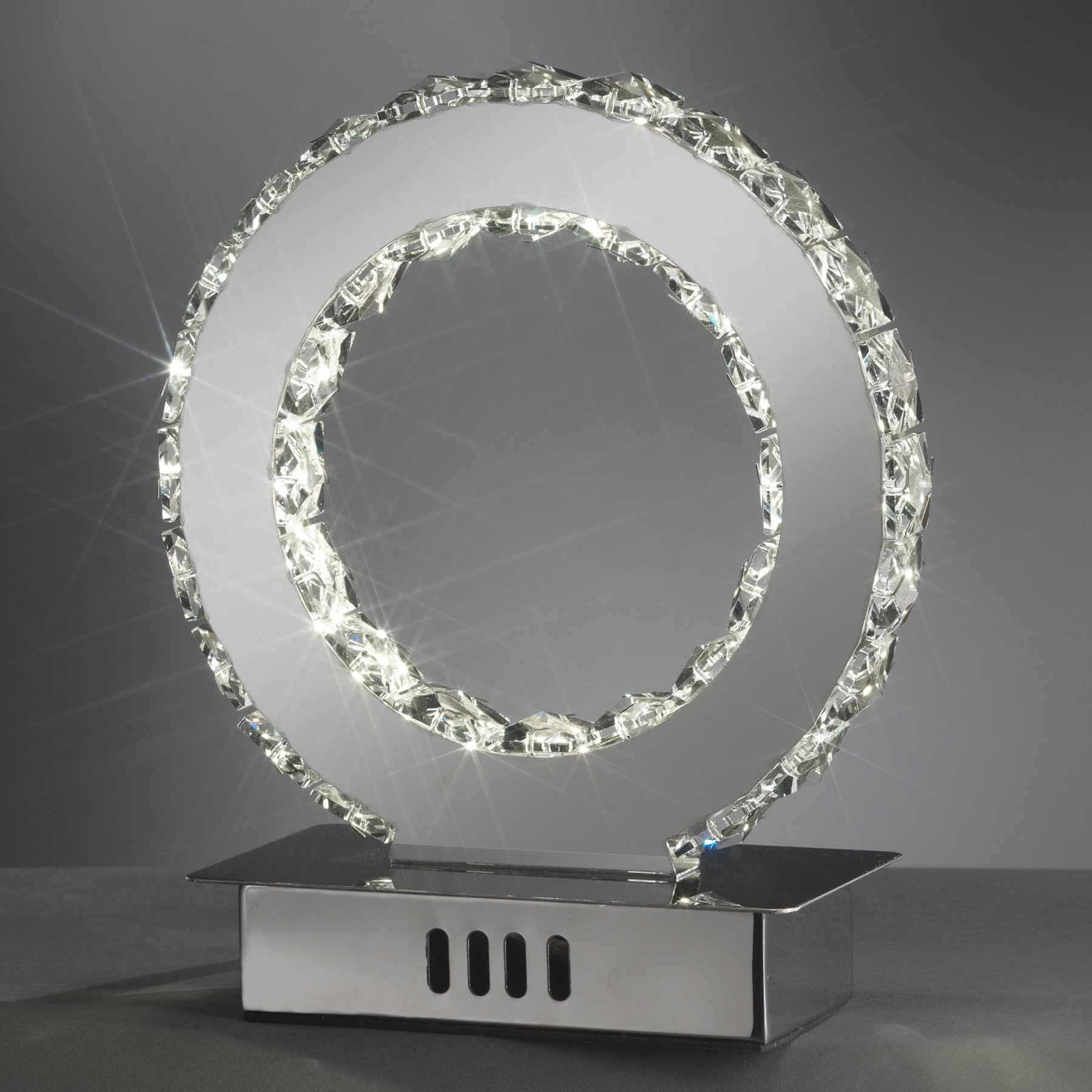 LED-bordlampe Saturno med krystallglass, 22 cm
