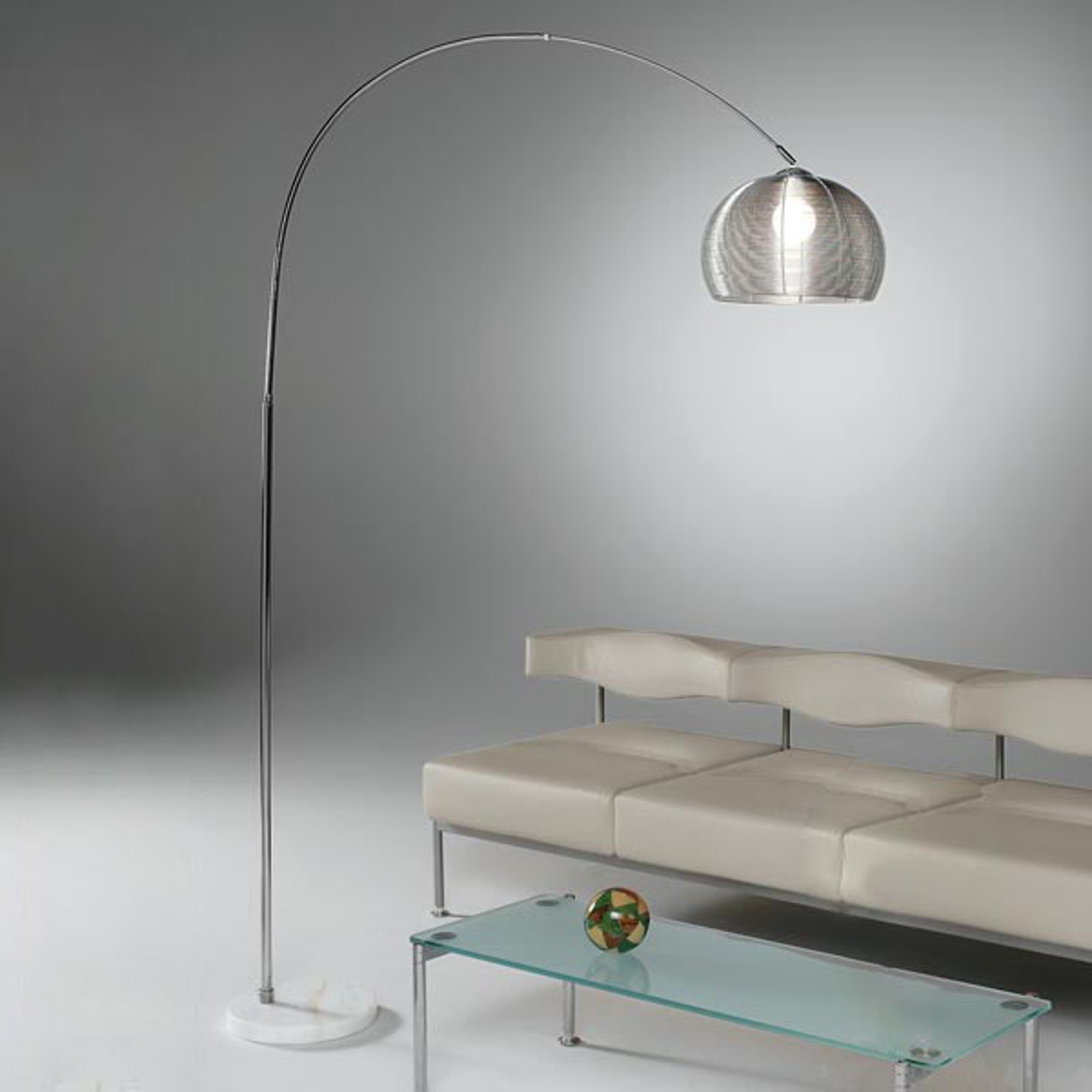 Stålampe GRATA i metall med marmorfot