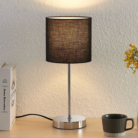 Lindby Leokadia bordlampe, krom svart