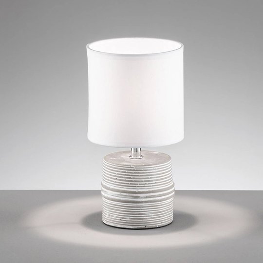 Bordlampe Pilot med stoffskjerm og keramisk fot