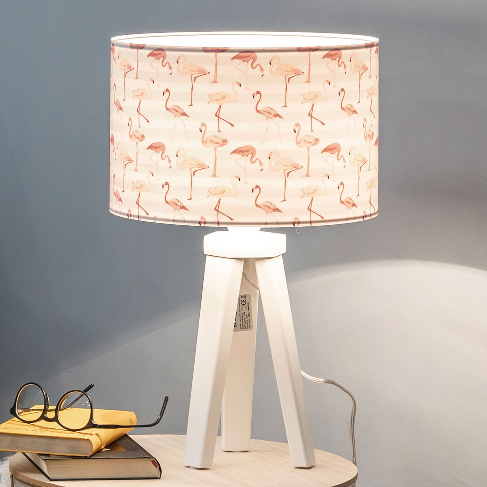 Miami bordlampe med flamingo-trykk