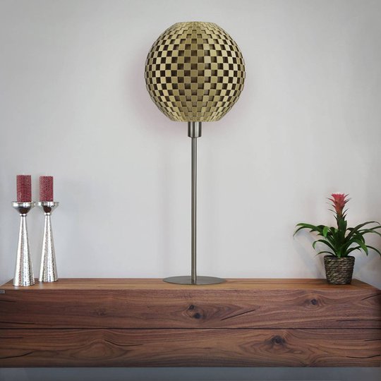 Bordlampe Flechtwerk Kugel, gull
