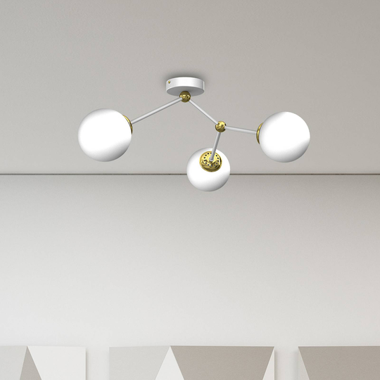 Taklampe Jaya, 3 lyskilder, hvit/gull