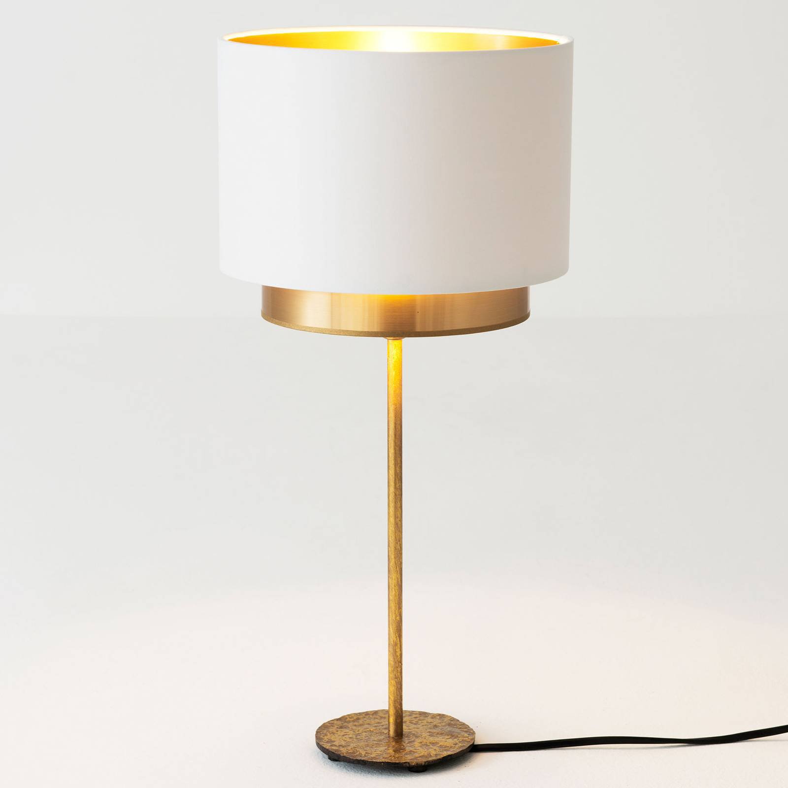 Bordlampe Mattia, Perla-silke, hvit/gull